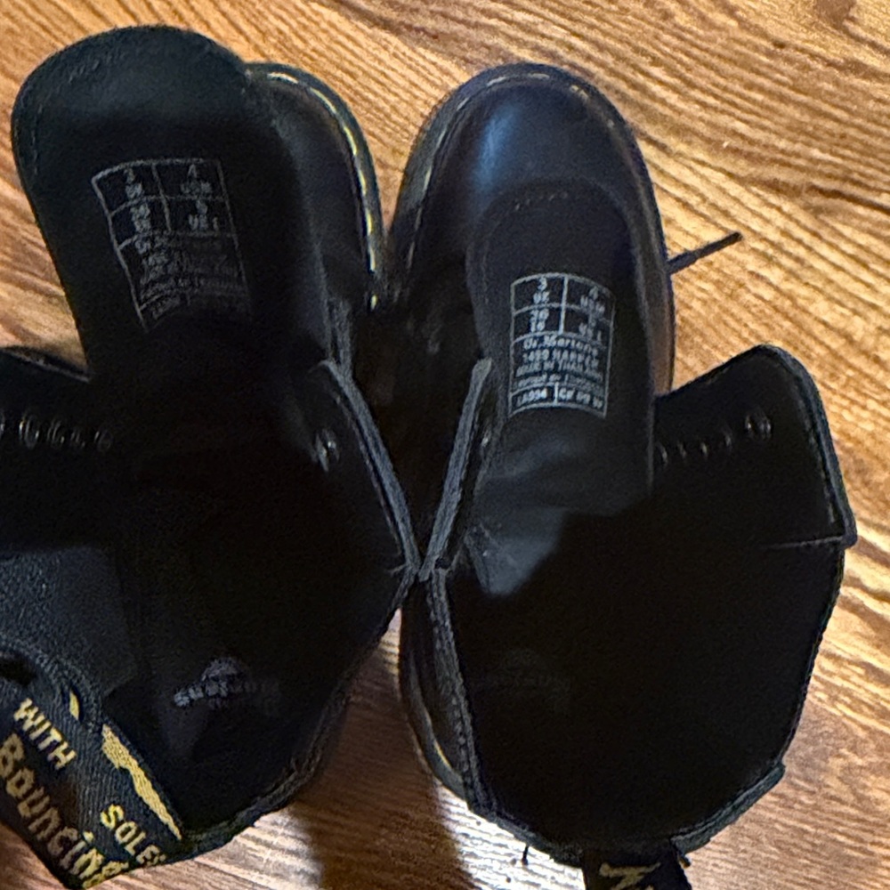 Dr. Martens Black Leather Lace-Up Combat Boots with Yellow Welt - Picture 7 of 8